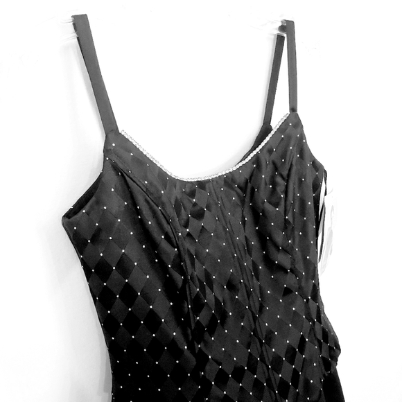 Nwt Vintage Jessica McClintock Black Matte Satin Gown Rhinestone Trim B… - Picture 7 of 17